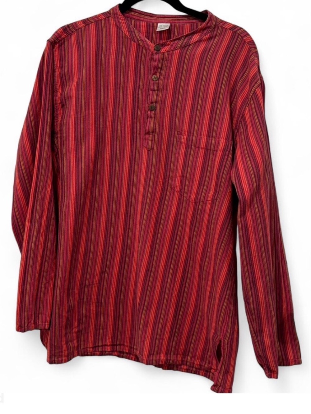 Red Striped Long Sleeve Tunic made in Nepal